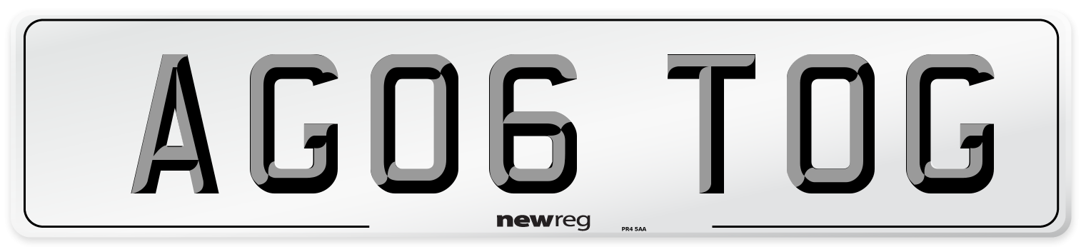 AG06 TOG Number Plate from New Reg